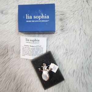 Lia Sophia Genuine Mother-of-Pearl Snowman Pin